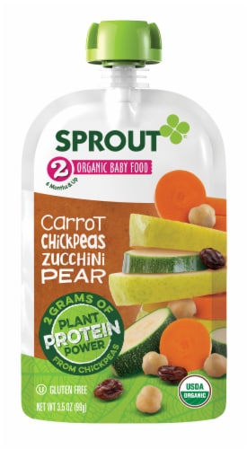 Sprout Organic Carrot Chickpeas Zucchini Pear Stage 2 Baby Food Perspective: back