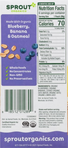 Sprout Organic® Stage 2 Blueberry Banana Oatmeal Baby Food Perspective: back