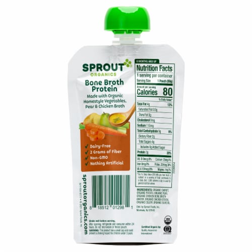 Sprout Homestyle Vegetables & Pear Seasoned with Chicken Broth Stage 2 Baby Food Perspective: back