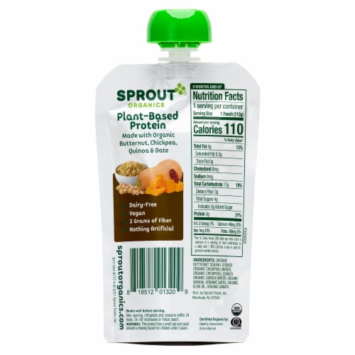 Sprout Organic Butternut Chickpea Quinoa & Dates Stage 3 Baby Food Perspective: back
