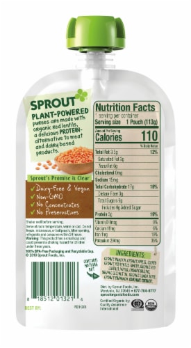 Sprout Organic Pumpkin Apple Red Lentil & Cinnamon Stage 3 Baby Food Perspective: back