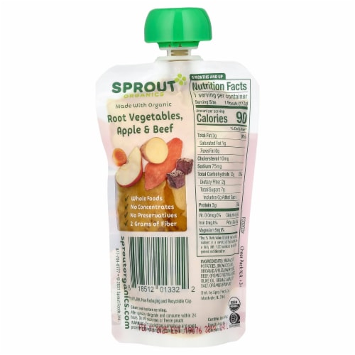 Sprout® Organic Root Vegetables & Apple with Beef Stage 3 Baby Food Perspective: back