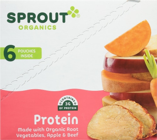 Sprout Organic Root Vegetables Apple & Beef Stage 3 Baby Food Perspective: back