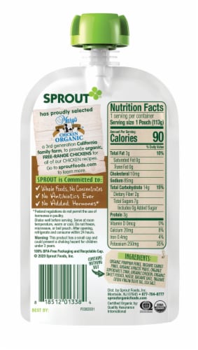 Sprout Organic Harvest Vegetables Apricot & Chicken Stage 3 Baby Food Perspective: back