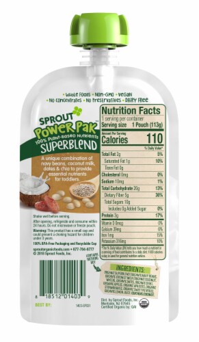 Sprout Power Pak Superblend Apple Apricot Strawberry Stage T Baby Food Perspective: back