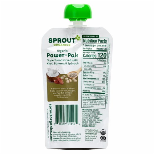 Sprout® Organic Kiwi with Superblend Banana & Spinach Baby Food Perspective: back