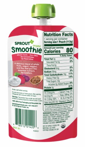 Sprout Organic Strawberry Banana Smoothie Toddler Food Perspective: back