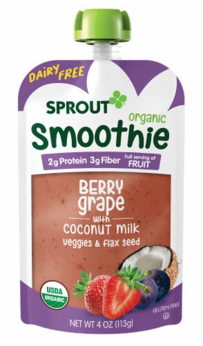Sprout Organic Smoothie Berry Grape with Coconut Milk Veggies & Flax Seed Baby Food Perspective: back