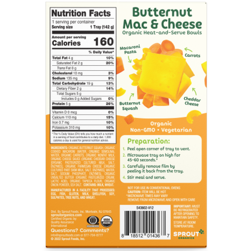 Sprout® Organic Butternut Mac & Cheese Baby Food Perspective: back