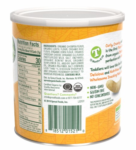 Sprout Organic White Cheddar Curlz Backed Toddler Snacks Perspective: back
