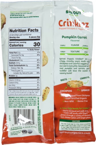 Sprout Organic Crinklez® Popped Veggies Snack Pumpkin Carrot Baby Food Perspective: back