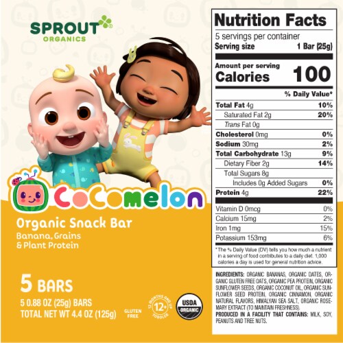 Sprout Organics® Cocomelon Organic Snack Bars Perspective: back