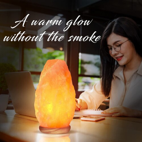 Himalayan Glow Pink Salt lamp With Neem Wooden Base, (ETL Certified) Dimmer Switch, 4-7 LBS  Perspective: back