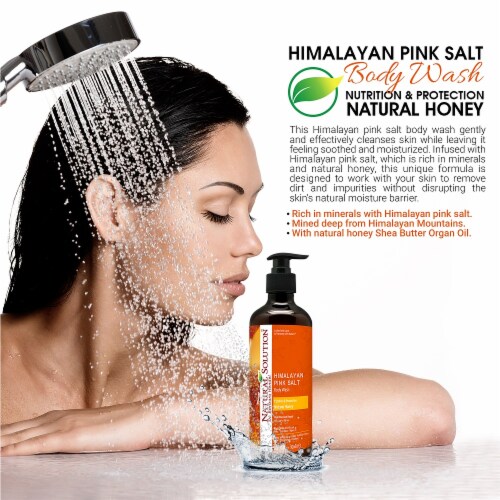 Natural Solution Body Wash, Repair Skin with Himalayan Pink Salt & Natural Honey - 17 oz Perspective: back