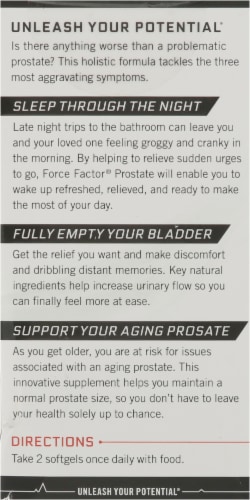 Force Factor® Prostate Supplement Softgels Perspective: back