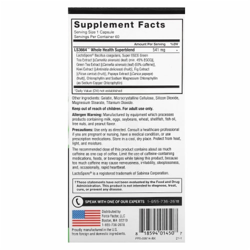Force Factor ProbioSlim® Digestive Support + Weight Management - 60 Capsules Perspective: back