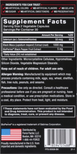 Force Factor® Black Maca 500mg Capsules Perspective: back