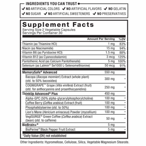 Force Factor Forebrain Advanced Memory & Recall Support Capsules Perspective: back