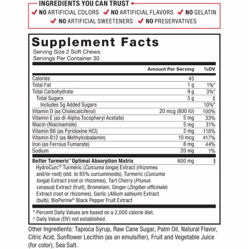 Force Factor® Fruit Splash Better Turmeric® Extra Stength Curcumin Perspective: back