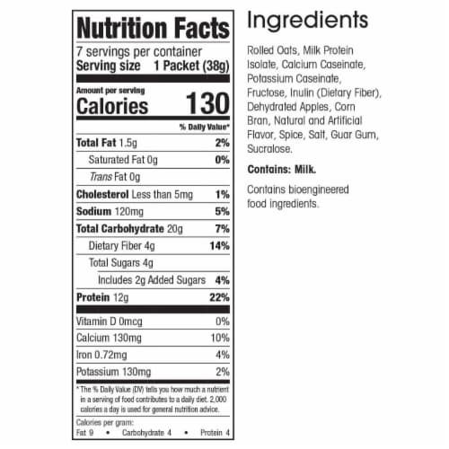 WonderSlim Protein Oatmeal, Apple & Cinnamon (7ct) Perspective: back