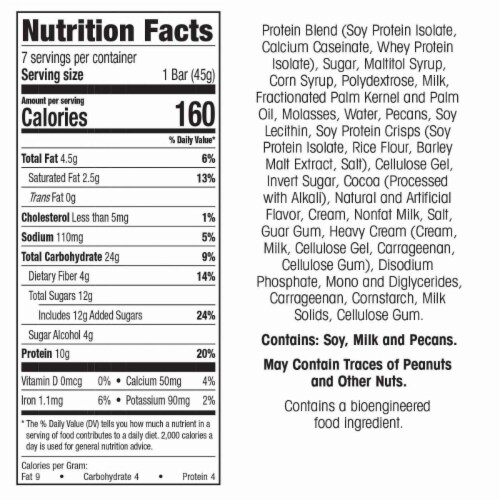 WonderSlim Protein Snack Bar, Caramel Butter Pecan (7ct) Perspective: back