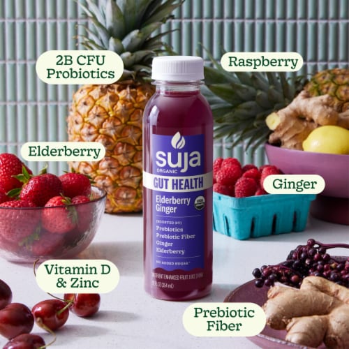 Suja Organic Gut Health Elderberry Ginger Cold Pressed Juice Drink Perspective: back