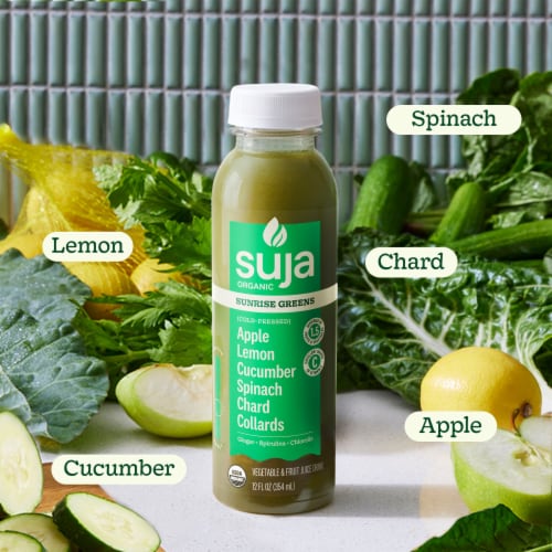 Suja Organic Sunrise Greens Cold Pressed Juice Drink Perspective: back