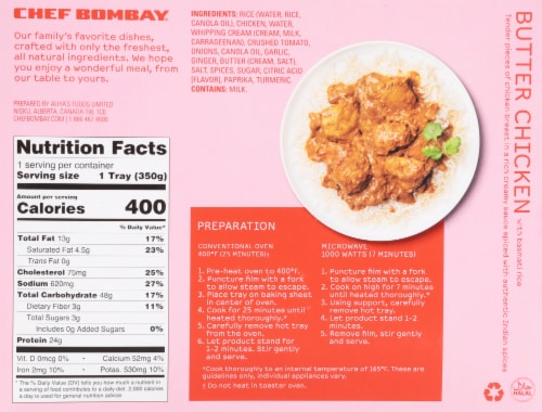 Chef Bombay® Butter Chicken with Basmati Rice Frozen Meal Perspective: back