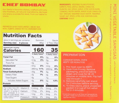 Chef Bombay® Mini Vegetable Samosas Perspective: back