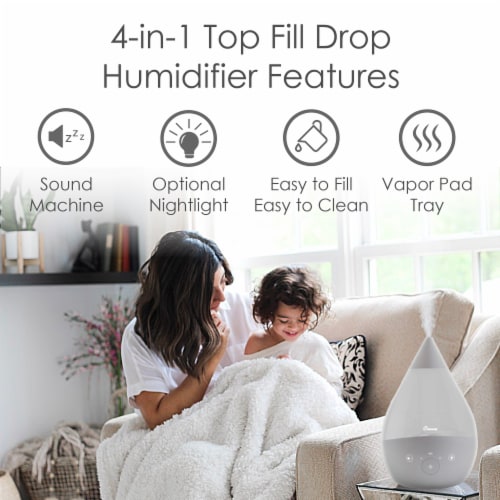 Crane 4-in-1 Filter-Free Top Fill Humidifier with Sound Machine - Gray Perspective: back
