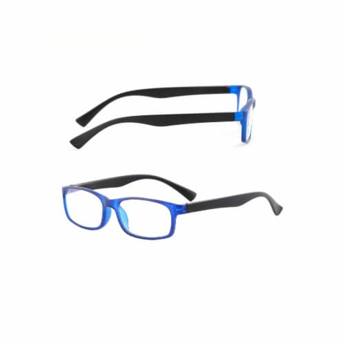 Readerest Blue/Black Reading Glasses, 0.00 Magn. Computer Glasses, Anti Glare, Eyestrain, UV Perspective: back