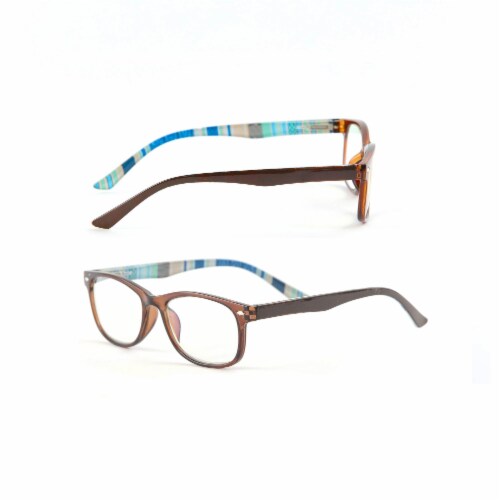 Readerest Brown/Blue Reading Glasses, 3.00 Mag, Stylish & Protective Perspective: back
