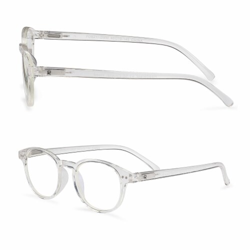Readerest Clear Round Blue Light Blocking Reading Glasses, Zero Magnification, Men & Women Perspective: back