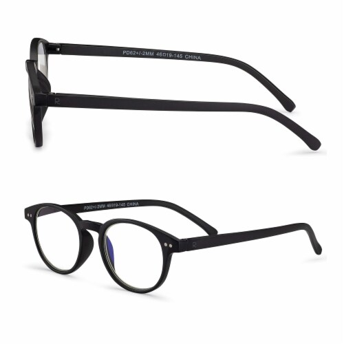 Readerest Black Round Light Blocking Reading Glasses (Zero Magnification) Computer Glasses Perspective: back