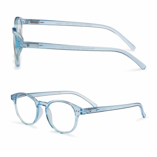 Readerest Round Light Blue Blocking Reading Glasses (2.75 Magnification) Computer Glasses Perspective: back