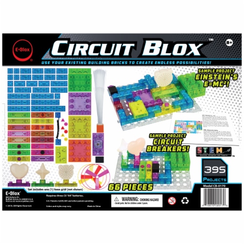 Circuit Blox 395 Projects Board Building Blocks Coding Kit Perspective: back