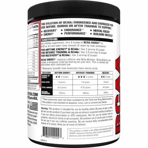 Evlution Nutrition® BCAA Energy® Fruit Punch Flavor Dietary Supplement Powder Perspective: back