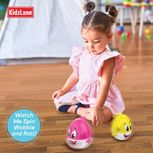 Kidzlane Shark Bath Toy 2-Pack | Pink & Yellow with Sound Effects Perspective: back