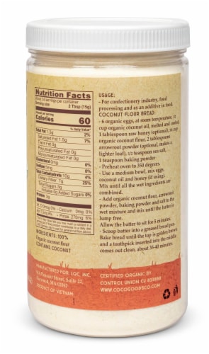 Organic Coconut Flour 18 oz  PET Jar Perspective: back