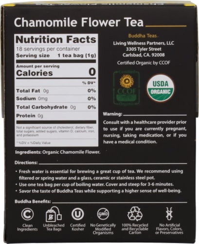 Buddha Teas Organic Chamomile Flower Tea Perspective: back