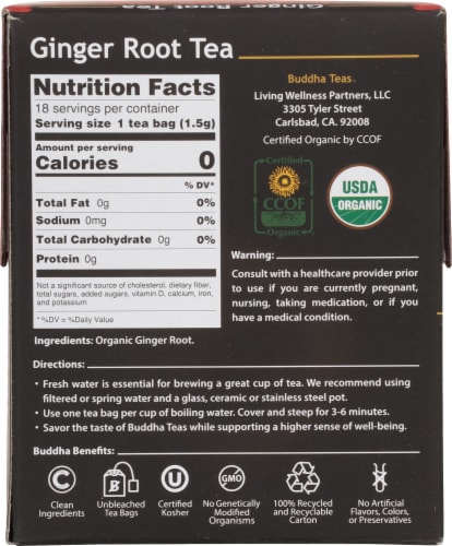Buddha Teas® Ginger Root Tea Perspective: back