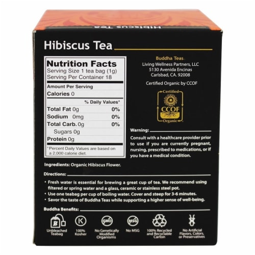 Buddha Teas Organic Hibiscus Tea Perspective: back
