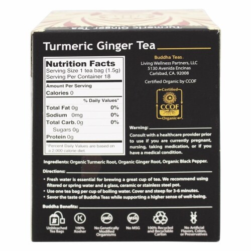 Buddha Teas® Organic Turmeric Ginger Tea Perspective: back