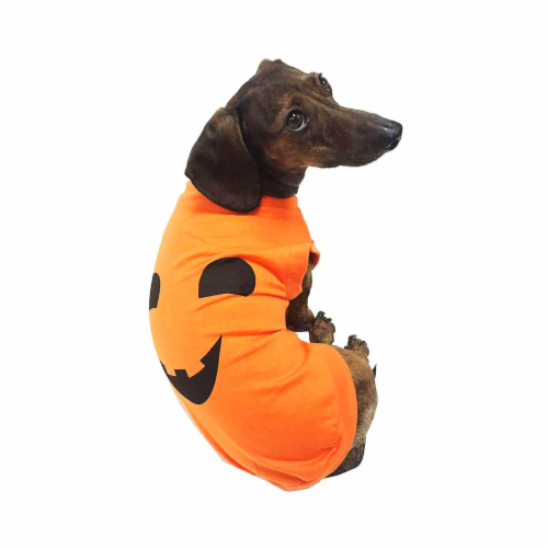 Midlee Pumpkin Face Dog Shirt Halloween Costume (Large) Perspective: back