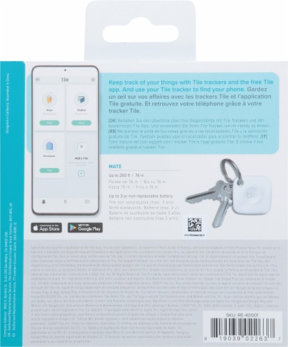 Tile Mate Item Tracker - White Perspective: back
