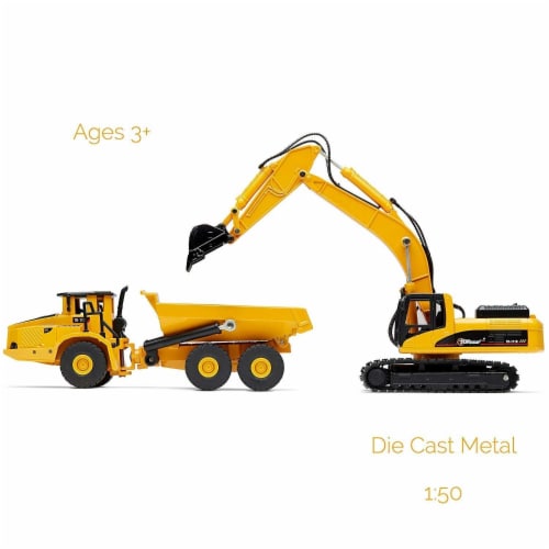 Top Race Excavator Dump Truck Diecast Metal Construction Trucks Free Wheeler Set of 2 0.33 H 12.99 L 11.81 W Metro Market