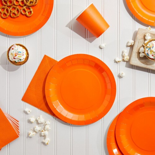 Orange Party Supplies Paper Plates Cups and Napkins Serves 24