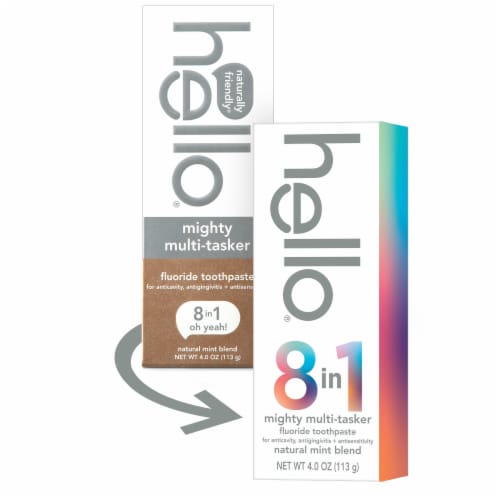 hello Mighty Multitasker Toothpaste 8 in 1 Formula with Fluoride Natural Mint Perspective: back