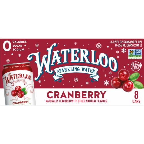 Waterloo® Cranberry Flavored Sparkling Water Cans Perspective: back