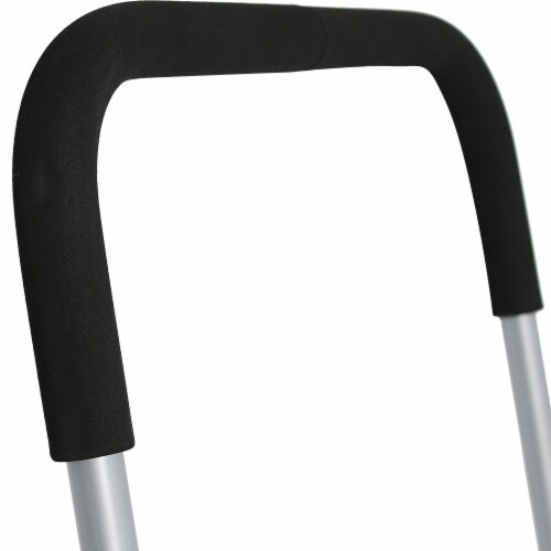 CASL Brands 26 in Aluminum and Polypropylene Adjustable Rolling Snow Pusher Perspective: back